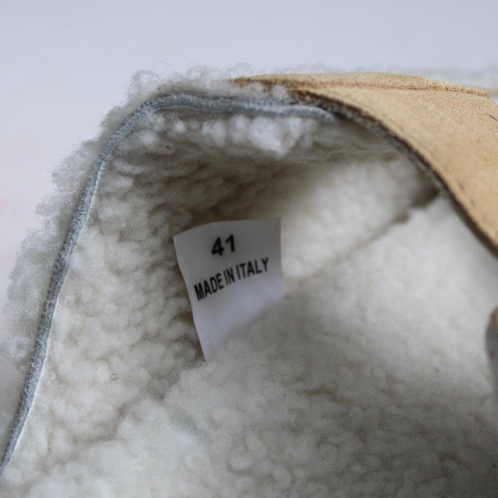 Hidnander Women's SUNDL Shearling Caramel Tan Red Sandals Size 41 EU / 10 US - Picture 8 of 11